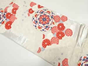 華紋に菊・牡丹模様織り出し　袋帯